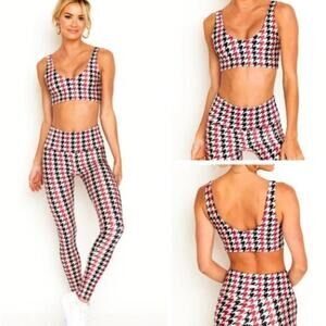 Goldsheep | Classic Houndstooth Two-Tone Graphic Print Leggings 7/8 Crop Medium